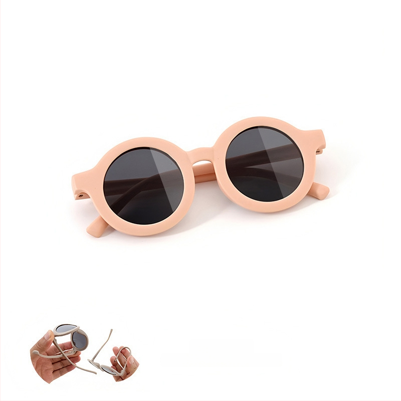 Bērnu saulesbrilles ar silikona apaļu rāmi, UV400 aizsardzība, polarizētas TAC lēcas, pilns rāmis, rāmis materiāls: TPEE