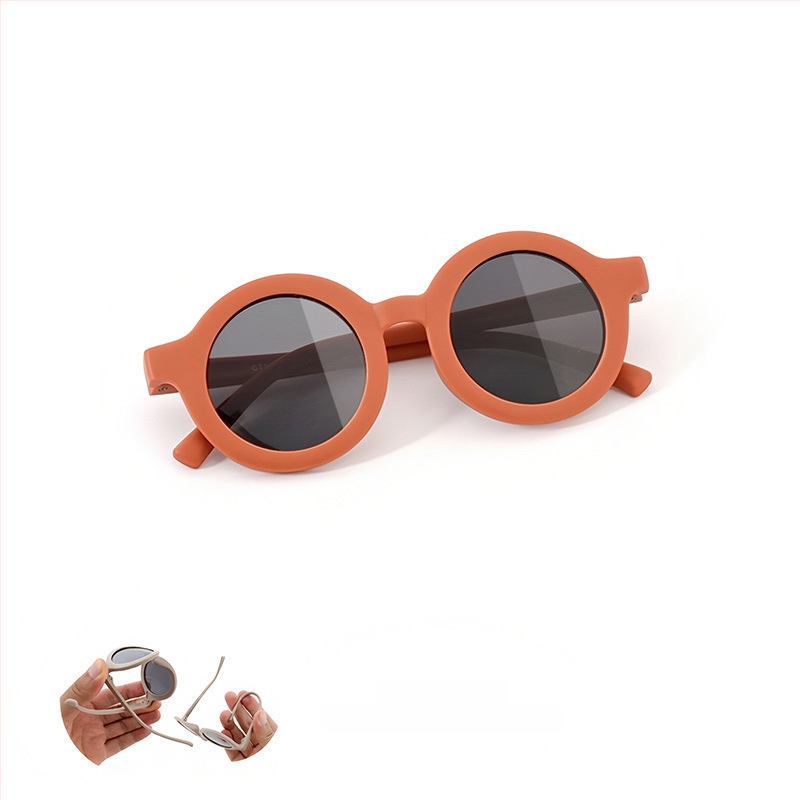 Bērnu saulesbrilles ar silikona apaļu rāmi, UV400 aizsardzība, polarizētas TAC lēcas, pilns rāmis, rāmis materiāls: TPEE