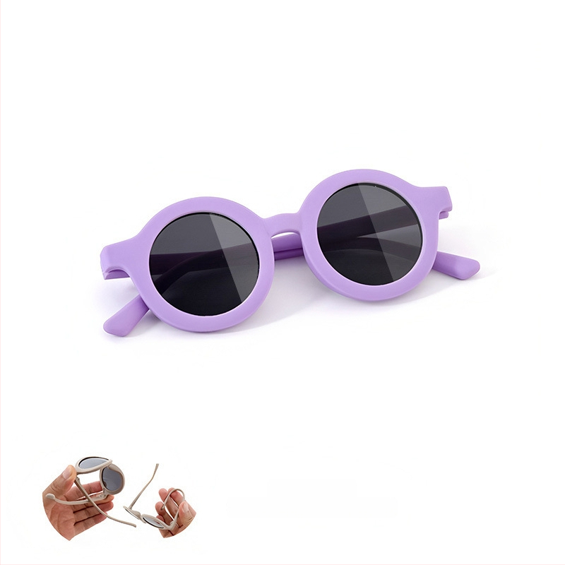 Bērnu saulesbrilles ar silikona apaļu rāmi, UV400 aizsardzība, polarizētas TAC lēcas, pilns rāmis, rāmis materiāls: TPEE
