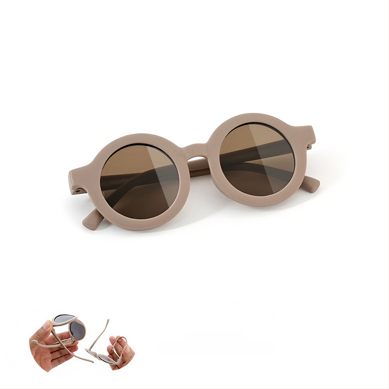 Bērnu saulesbrilles ar silikona apaļu rāmi, UV400 aizsardzība, polarizētas TAC lēcas, pilns rāmis, rāmis materiāls: TPEE