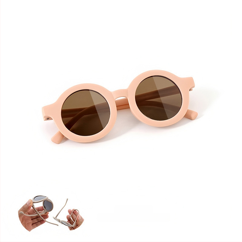 Bērnu saulesbrilles ar silikona apaļu rāmi, UV400 aizsardzība, polarizētas TAC lēcas, pilns rāmis, rāmis materiāls: TPEE