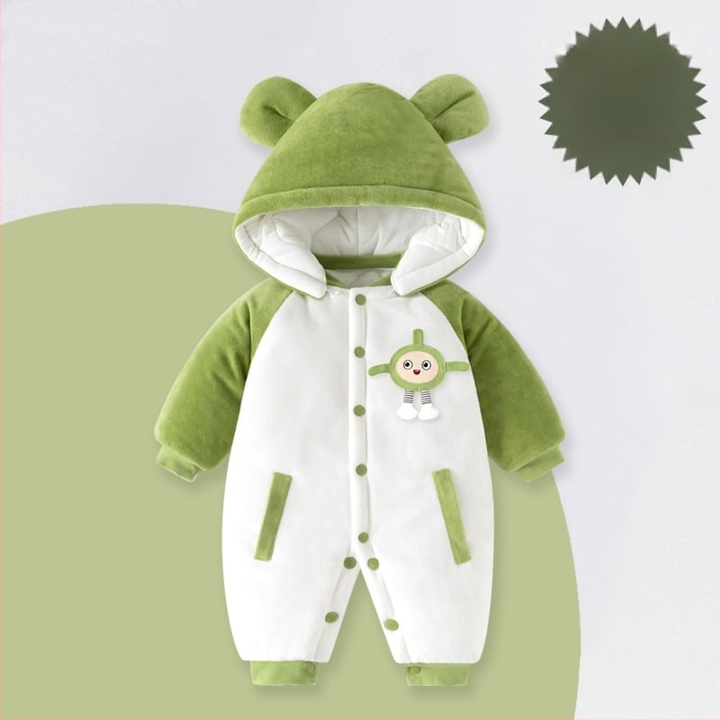 Žiemos storas kūdikio kombinezonas su nuimamu gobtuvu, ilgom rankovėm