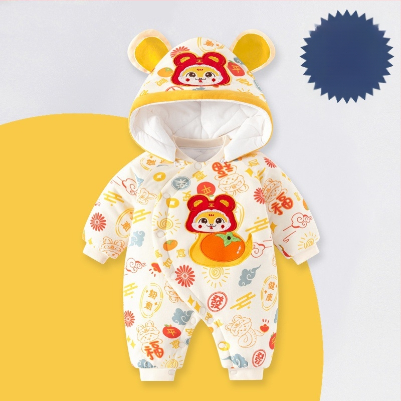 Žiemos storas kūdikio kombinezonas su nuimamu gobtuvu, ilgom rankovėm