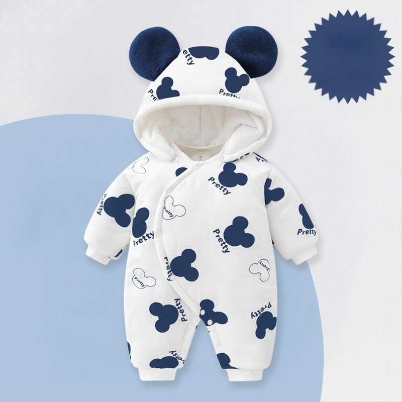 Žiemos storas kūdikio kombinezonas su nuimamu gobtuvu, ilgom rankovėm