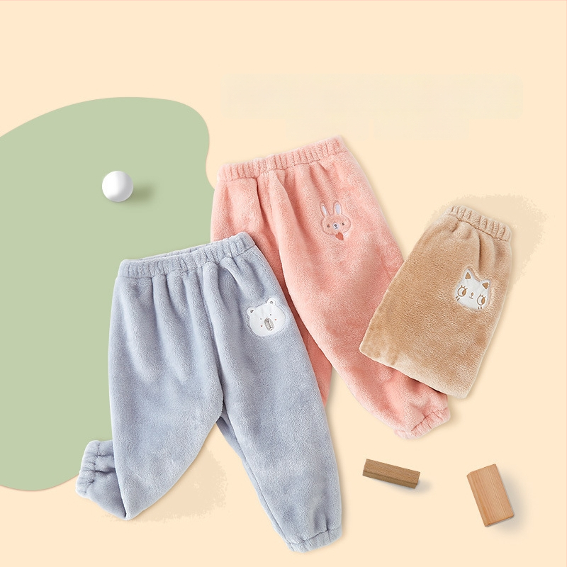 Vaikų flisinės kelnes su koralo velūru audiniu, 100% poliesteris, vidurinis juosmuo, kelnių ilgis, švelnus apdailos