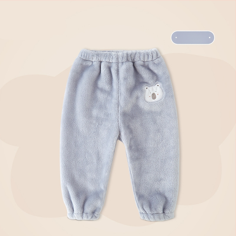 Vaikų flisinės kelnes su koralo velūru audiniu, 100% poliesteris, vidurinis juosmuo, kelnių ilgis, švelnus apdailos