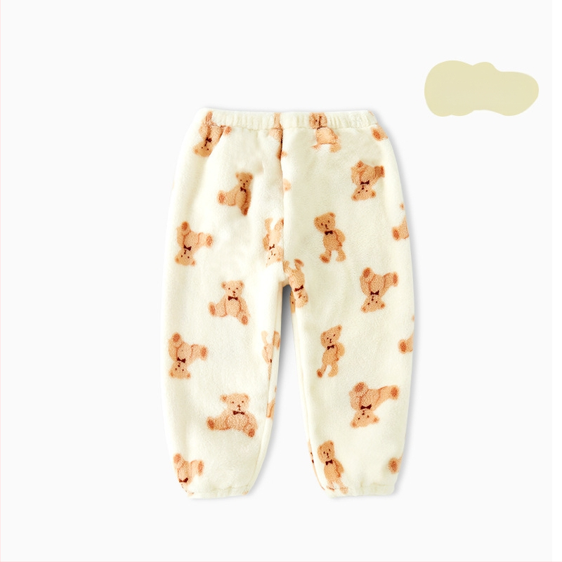 Vaikų flisinės kelnes su koralo velūru audiniu, 100% poliesteris, vidurinis juosmuo, kelnių ilgis, švelnus apdailos