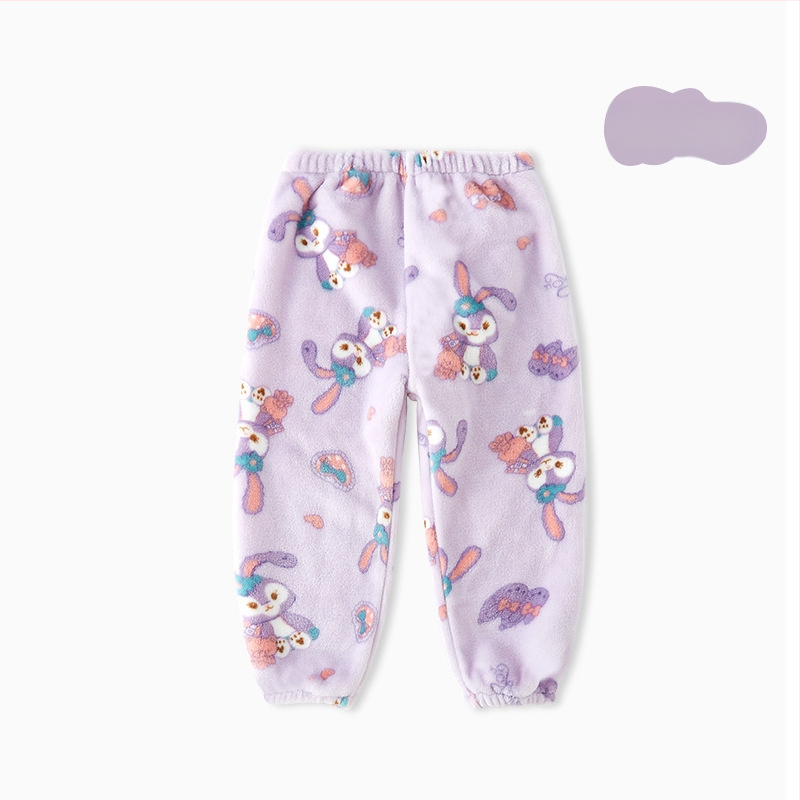 Vaikų flisinės kelnes su koralo velūru audiniu, 100% poliesteris, vidurinis juosmuo, kelnių ilgis, švelnus apdailos