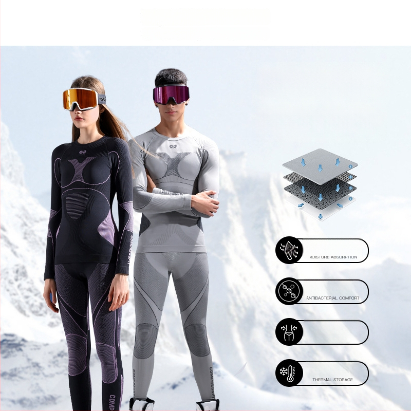 Rexchi terminis greitai džiūstantis apatinių komplektas su Lycra, dryžių raštas, unisex, kompresijos kirpimas, šiltas ir kvėpuojantis žiemai ir rudeniui