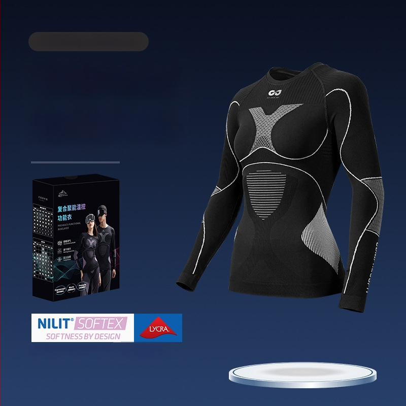 Rexchi terminis greitai džiūstantis apatinių komplektas su Lycra, dryžių raštas, unisex, kompresijos kirpimas, šiltas ir kvėpuojantis žiemai ir rudeniui