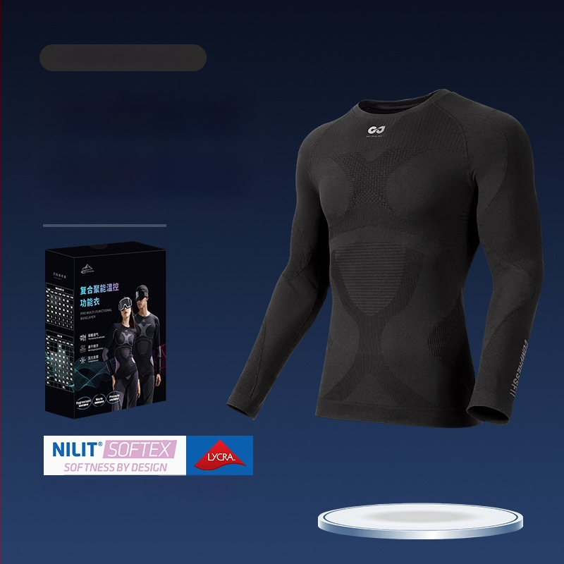 Rexchi terminis greitai džiūstantis apatinių komplektas su Lycra, dryžių raštas, unisex, kompresijos kirpimas, šiltas ir kvėpuojantis žiemai ir rudeniui