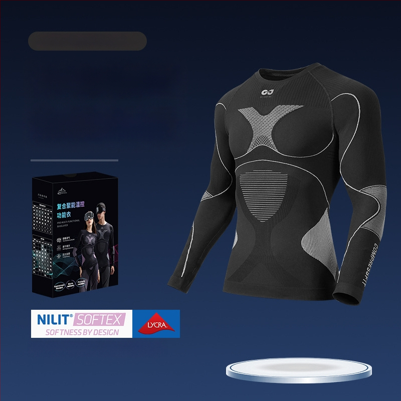 Rexchi terminis greitai džiūstantis apatinių komplektas su Lycra, dryžių raštas, unisex, kompresijos kirpimas, šiltas ir kvėpuojantis žiemai ir rudeniui