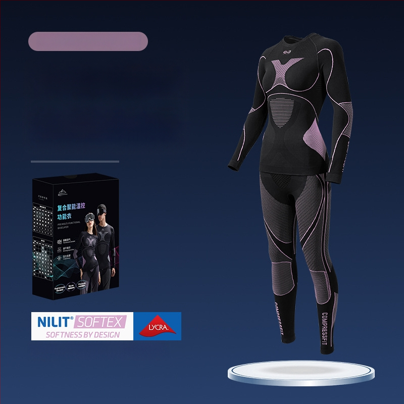 Rexchi terminis greitai džiūstantis apatinių komplektas su Lycra, dryžių raštas, unisex, kompresijos kirpimas, šiltas ir kvėpuojantis žiemai ir rudeniui