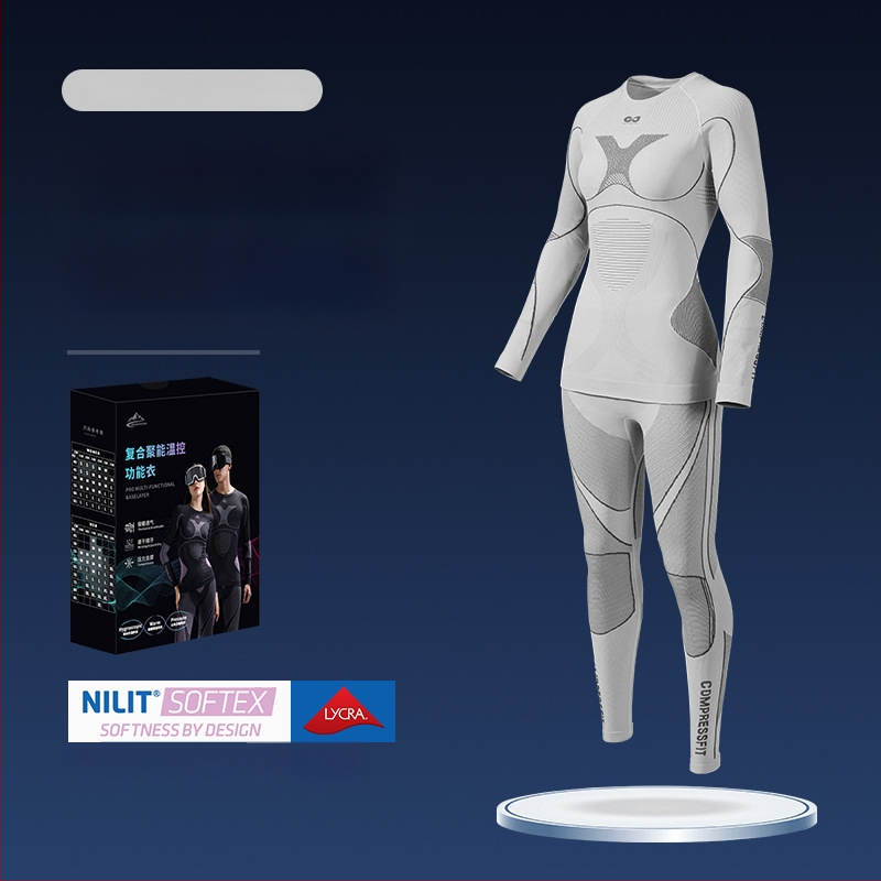 Rexchi terminis greitai džiūstantis apatinių komplektas su Lycra, dryžių raštas, unisex, kompresijos kirpimas, šiltas ir kvėpuojantis žiemai ir rudeniui