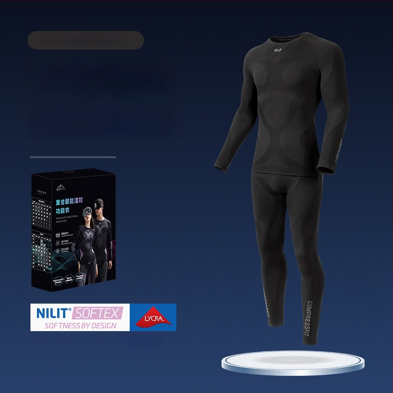 Rexchi terminis greitai džiūstantis apatinių komplektas su Lycra, dryžių raštas, unisex, kompresijos kirpimas, šiltas ir kvėpuojantis žiemai ir rudeniui