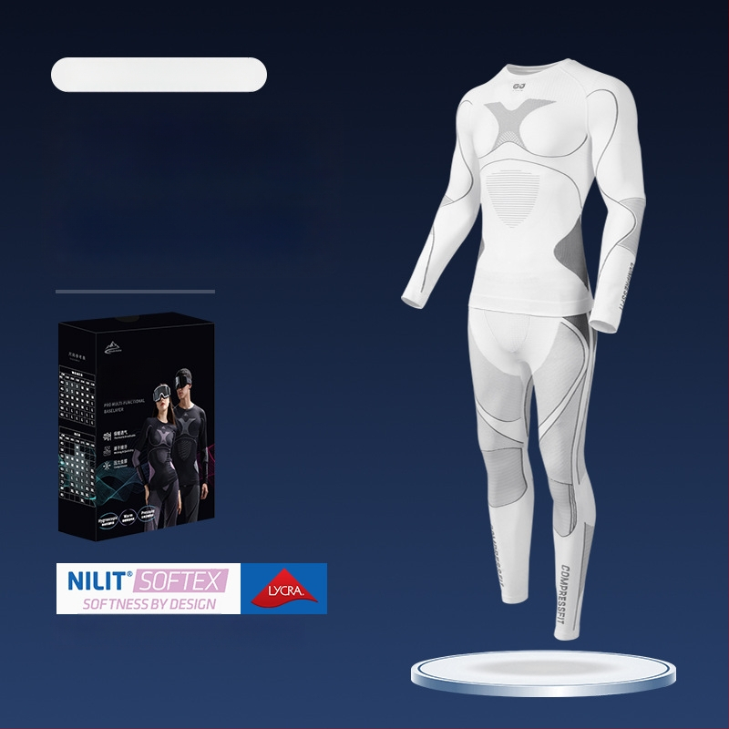 Rexchi terminis greitai džiūstantis apatinių komplektas su Lycra, dryžių raštas, unisex, kompresijos kirpimas, šiltas ir kvėpuojantis žiemai ir rudeniui