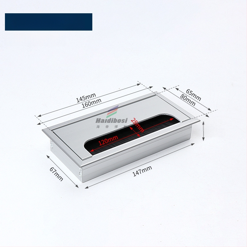 Haidi bos Hdbs kabelių dėžutė su šepetėliu skirta stalo kabelių tvarkymui - aliuminio lydinys, modernus minimalistinis dizainas