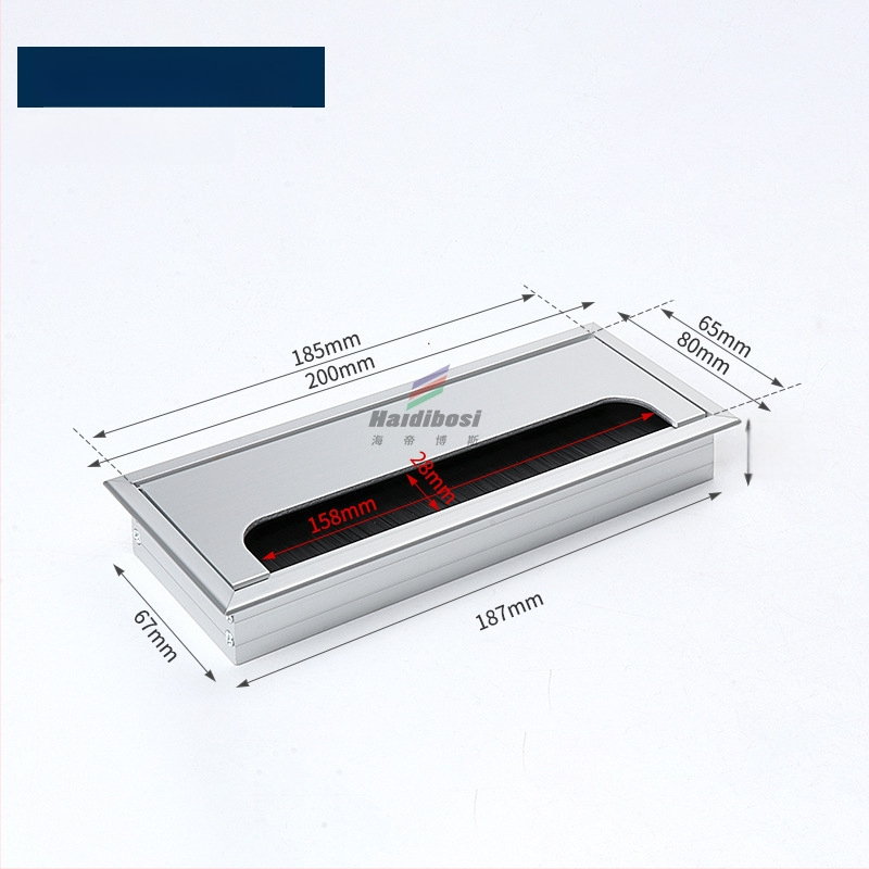 Haidi bos Hdbs kabelių dėžutė su šepetėliu skirta stalo kabelių tvarkymui - aliuminio lydinys, modernus minimalistinis dizainas