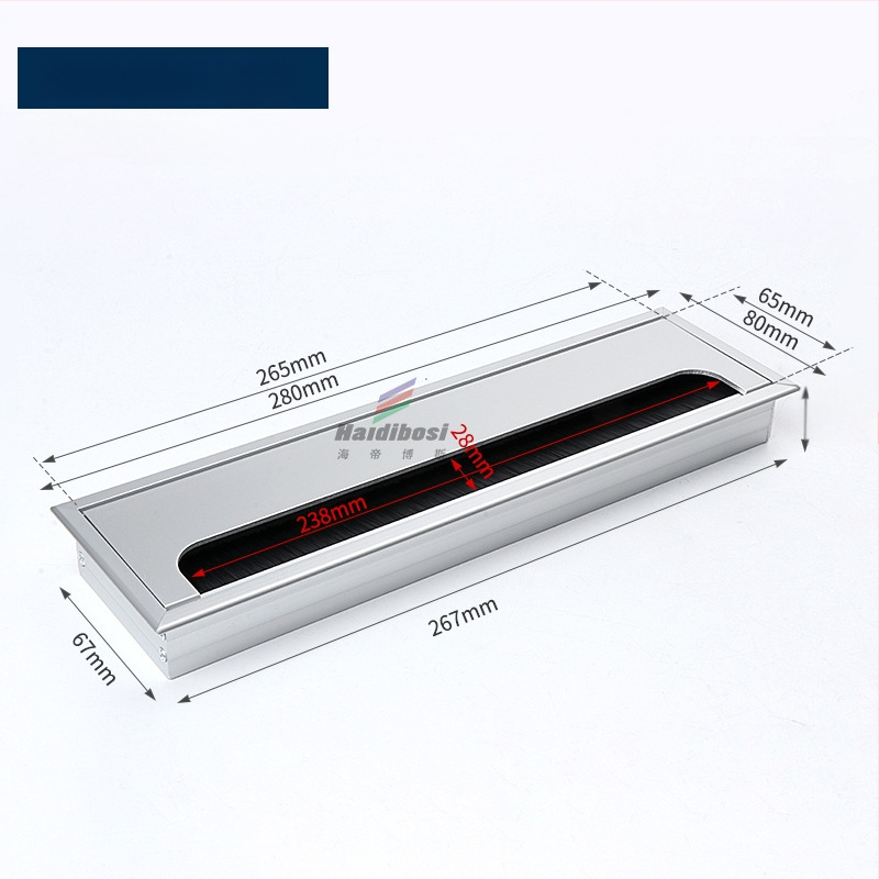 Haidi bos Hdbs kabelių dėžutė su šepetėliu skirta stalo kabelių tvarkymui - aliuminio lydinys, modernus minimalistinis dizainas