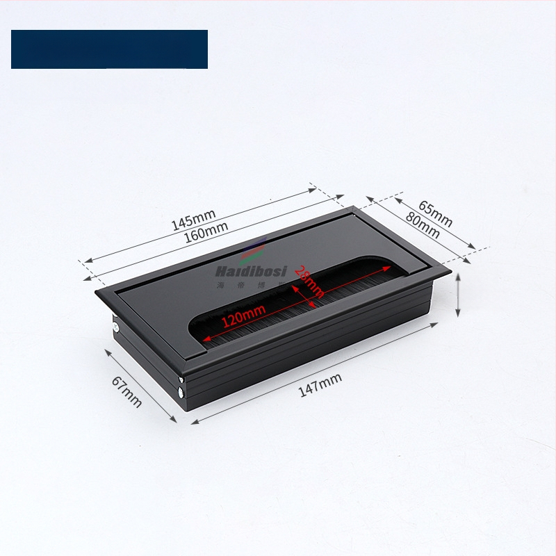 Haidi bos Hdbs kabelių dėžutė su šepetėliu skirta stalo kabelių tvarkymui - aliuminio lydinys, modernus minimalistinis dizainas