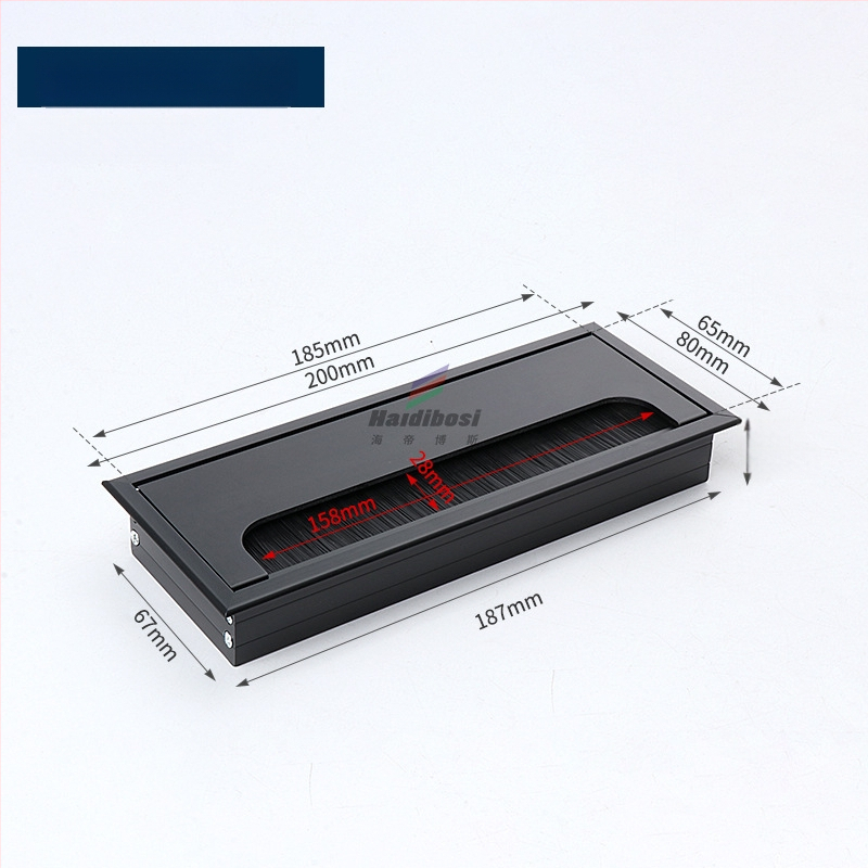 Haidi bos Hdbs kabelių dėžutė su šepetėliu skirta stalo kabelių tvarkymui - aliuminio lydinys, modernus minimalistinis dizainas