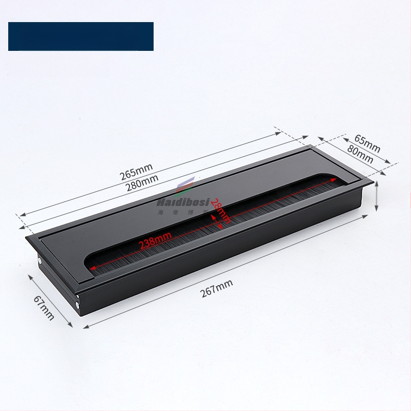 Haidi bos Hdbs kabelių dėžutė su šepetėliu skirta stalo kabelių tvarkymui - aliuminio lydinys, modernus minimalistinis dizainas