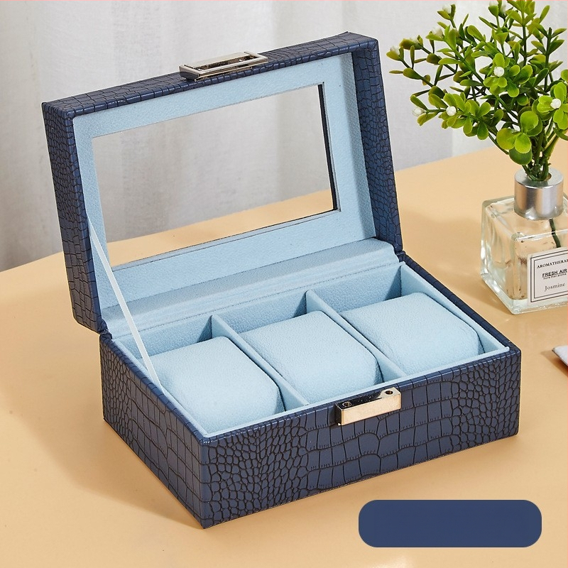 Bőr óratároló doboz 1 rekesz, átlátszó fedéllel, otthoni használatra, súly 246 g