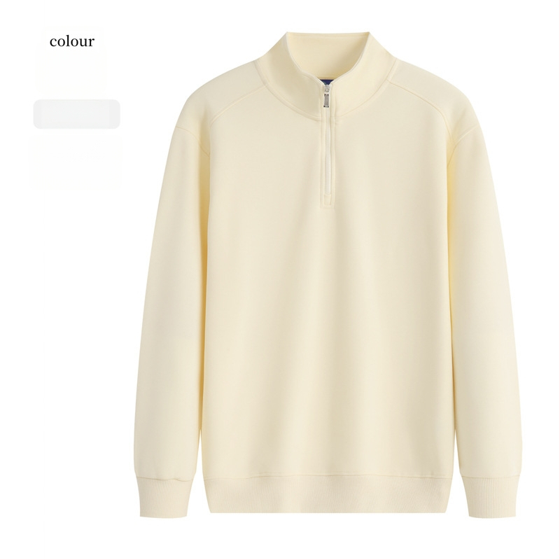 Sīvīters ar stāvā apkakle un pusatvēruma rāvējslēdzēju, logotipa apdruka, kokvilnas maisījuma audums, brīvs piegriezums