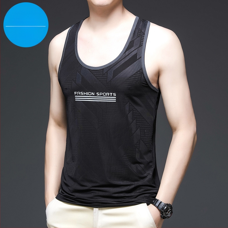 Muški potkošulja Ice Silk, ljeto, bez rukava, brzo suši, poliester 95%