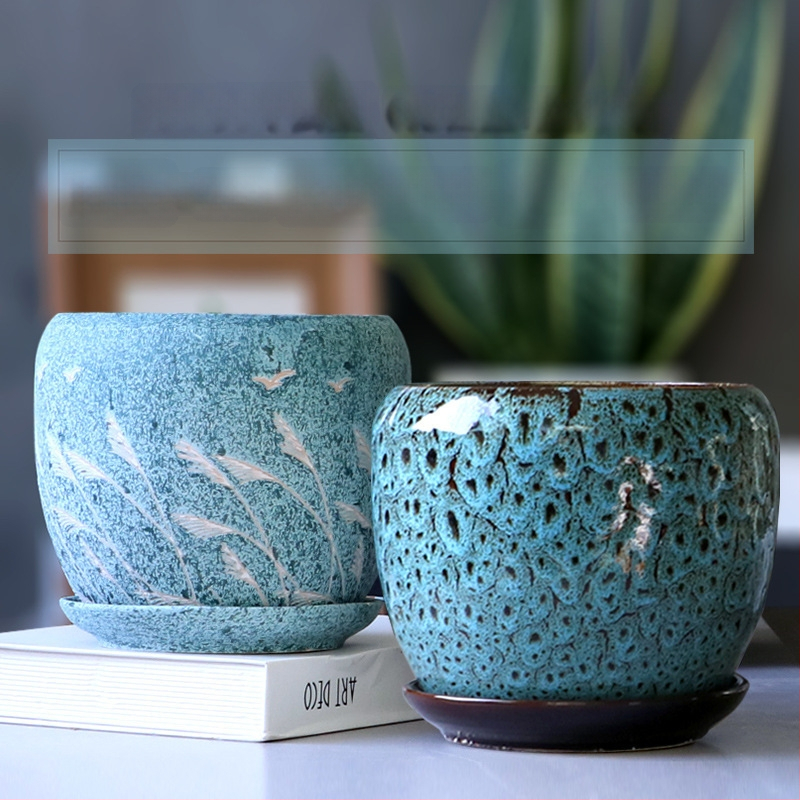 Keramikas puķu pods ar paliktni, olu formā, vienkāršs stils, stāvošs uz grīdas, piemērots mājas un dārza audzēšanai