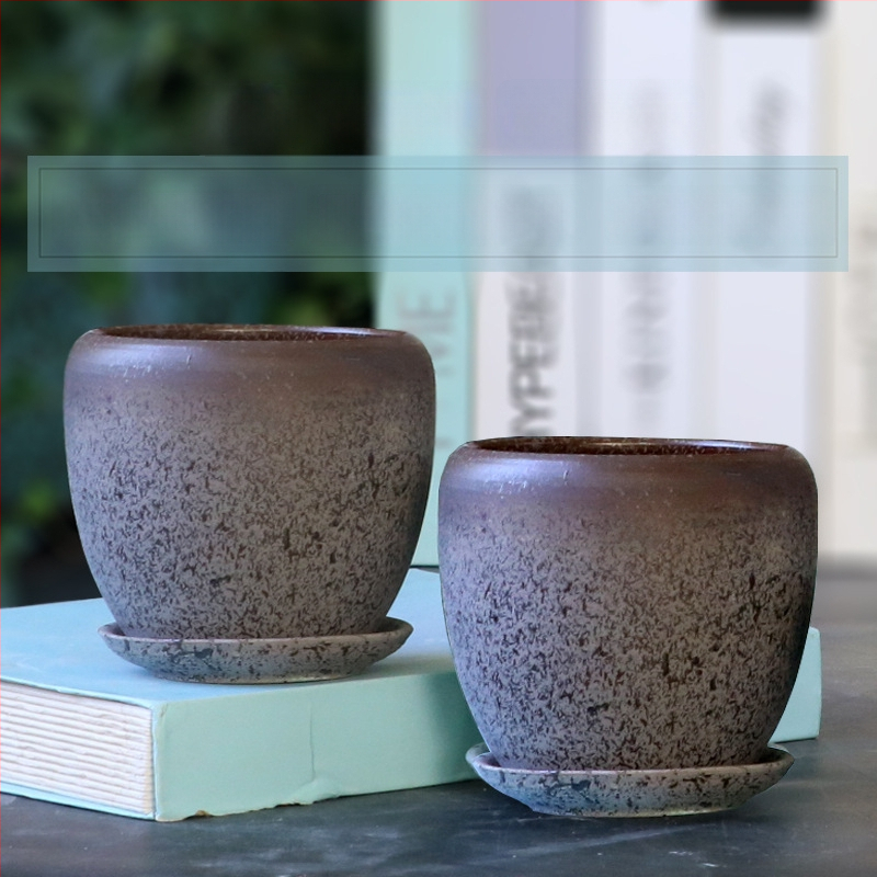 Keramikas puķu pods ar paliktni, olu formā, vienkāršs stils, stāvošs uz grīdas, piemērots mājas un dārza audzēšanai