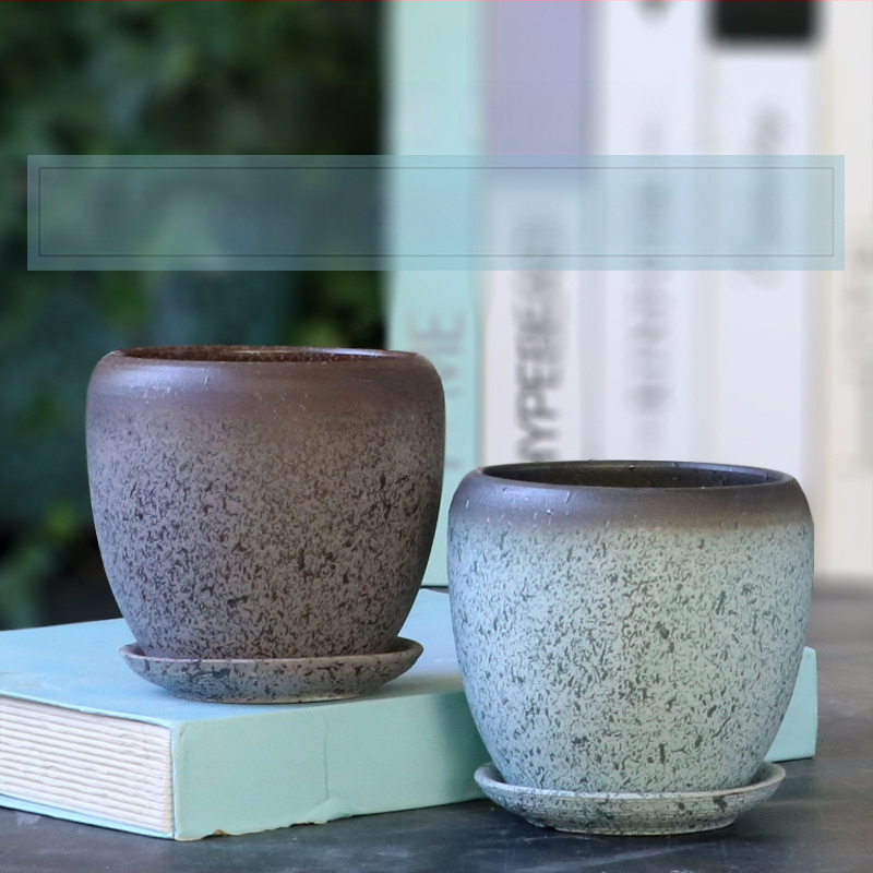 Keramikas puķu pods ar paliktni, olu formā, vienkāršs stils, stāvošs uz grīdas, piemērots mājas un dārza audzēšanai