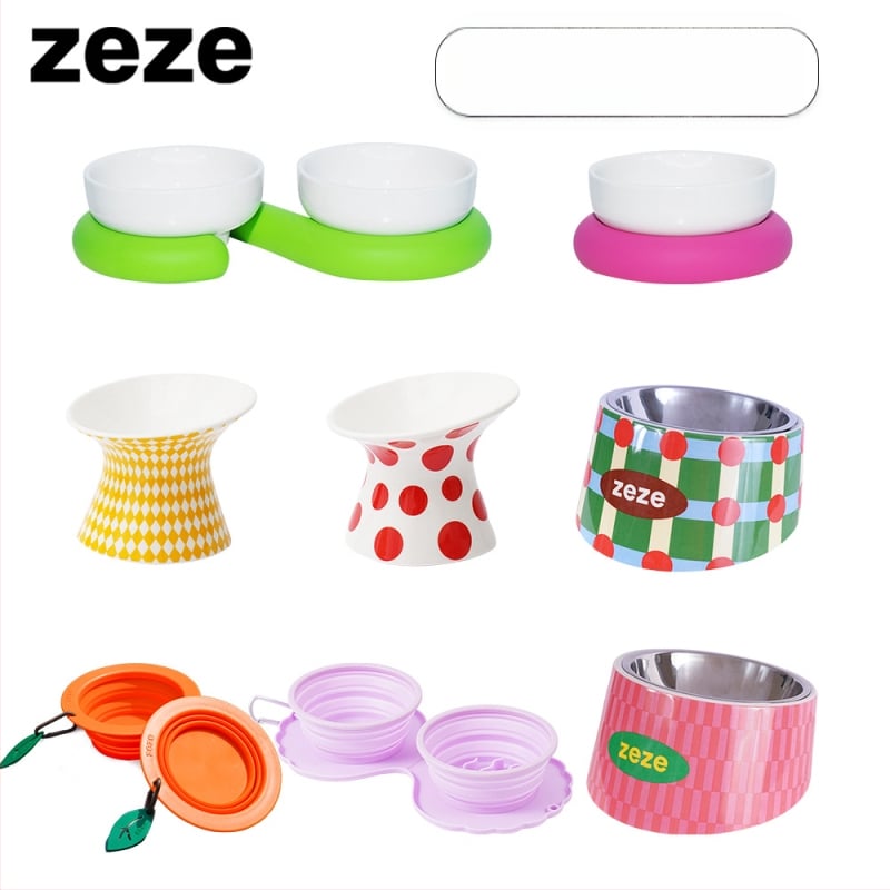 Set ZEZE de boluri pentru hrană și apă, din oțel inoxidabil, pentru pisici (Material: oțel inoxidabil; Brand: ZEZE; Destinat: pisicilor; Categorie: hrană pentru animale)