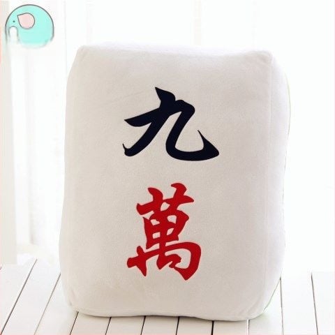 Mahjong párna - plüss külső, egyszínű dizájn, PP pamut töltet, nyomtatott szövés, modern minimál stílus