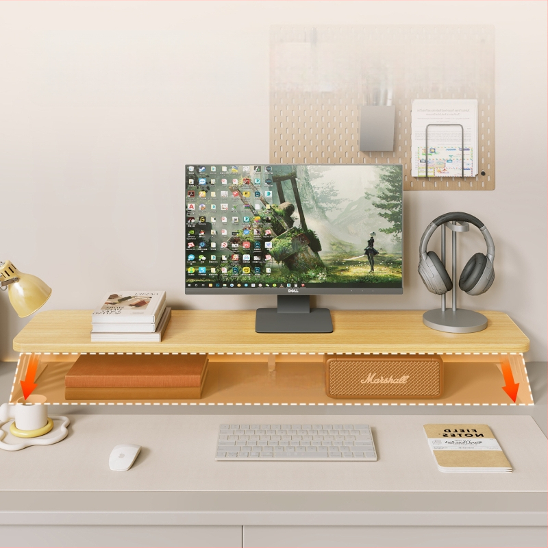 Kompiuterio monitoriaus pakėlėjas su staliniu saugojimo dėklu, iš anglies plieno, tinkamas darbastalio ekranams/notebook, stalinis stilius, modelis 2325597419016389120, prekinis ženklas Mugg