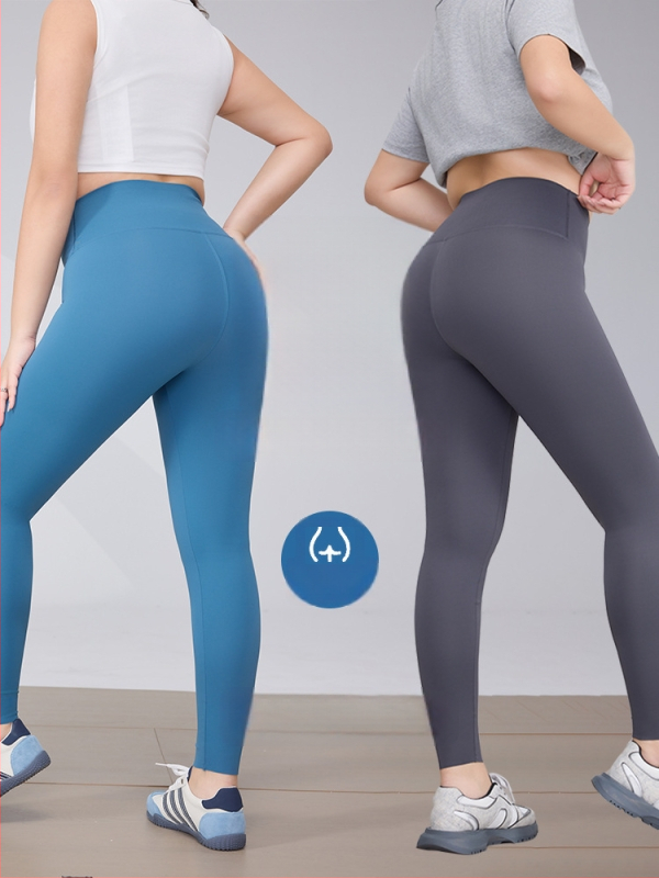 Ženske joga hlače, visokim strukom, uski kroj, krojena duljina, nylon 70–80%