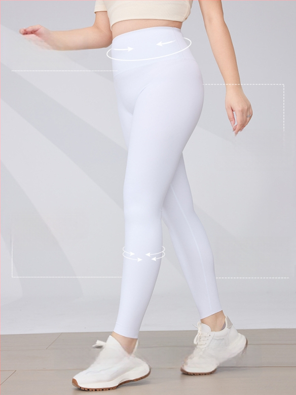 Ženske joga hlače, visokim strukom, uski kroj, krojena duljina, nylon 70–80%
