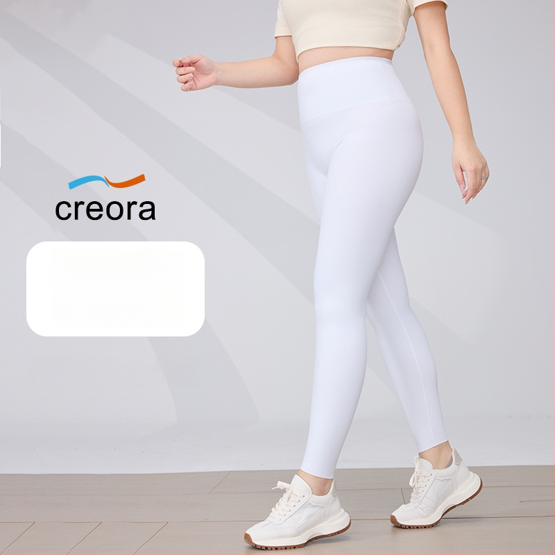 Ženske joga hlače, visokim strukom, uski kroj, krojena duljina, nylon 70–80%