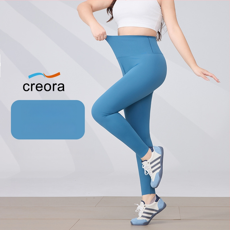 Ženske joga hlače, visokim strukom, uski kroj, krojena duljina, nylon 70–80%