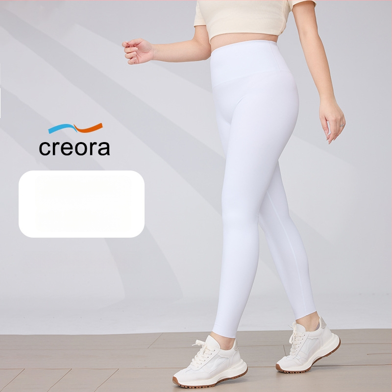Ženske joga hlače, visokim strukom, uski kroj, krojena duljina, nylon 70–80%