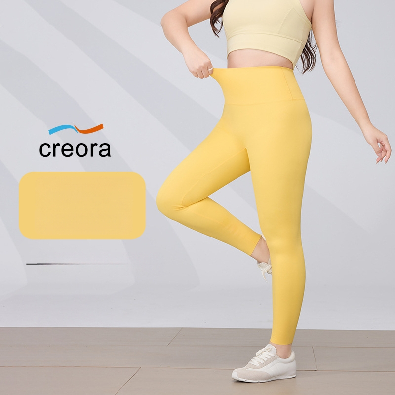 Ženske joga hlače, visokim strukom, uski kroj, krojena duljina, nylon 70–80%