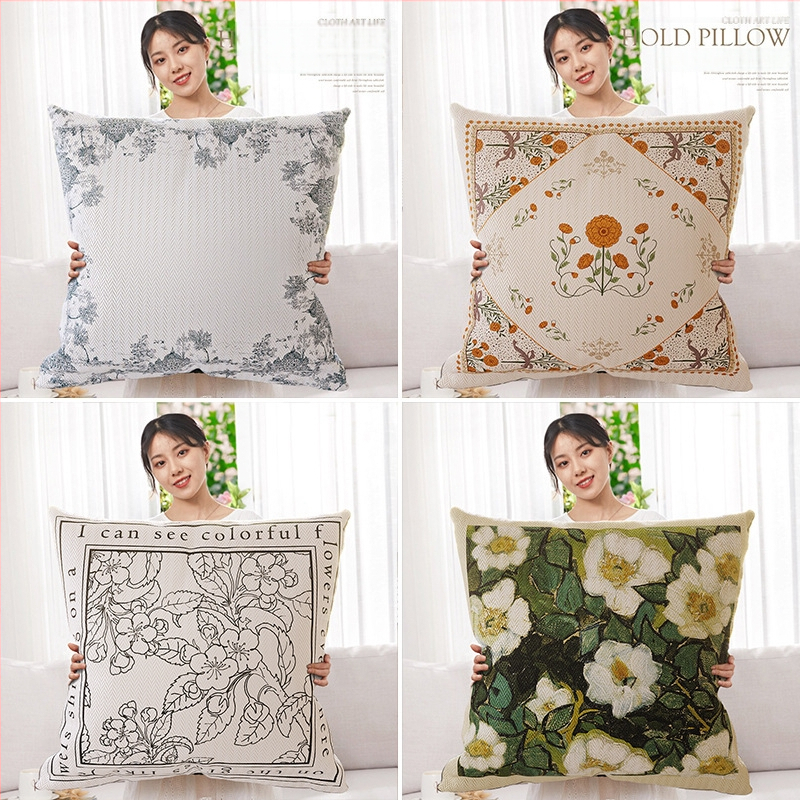 Párna polieszter huzattal, PP gyapot töltés, virágos minta, nyomtatott szövés