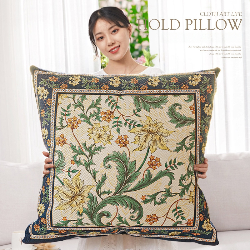 Párna polieszter huzattal, PP gyapot töltés, virágos minta, nyomtatott szövés