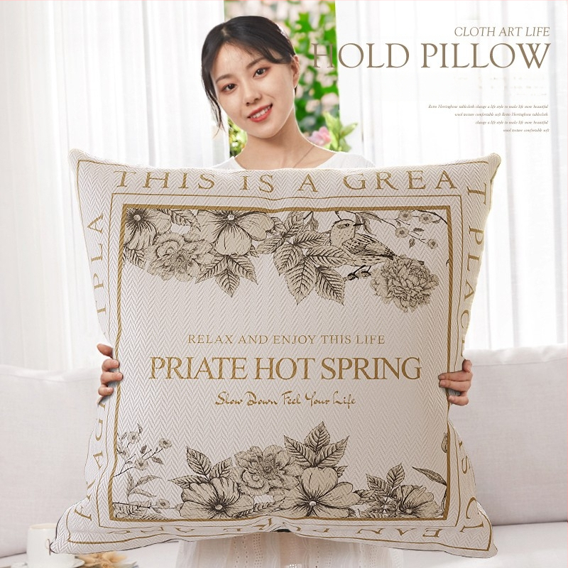 Párna polieszter huzattal, PP gyapot töltés, virágos minta, nyomtatott szövés