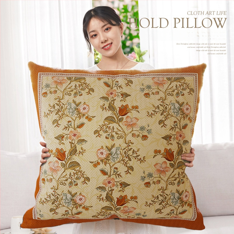 Párna polieszter huzattal, PP gyapot töltés, virágos minta, nyomtatott szövés