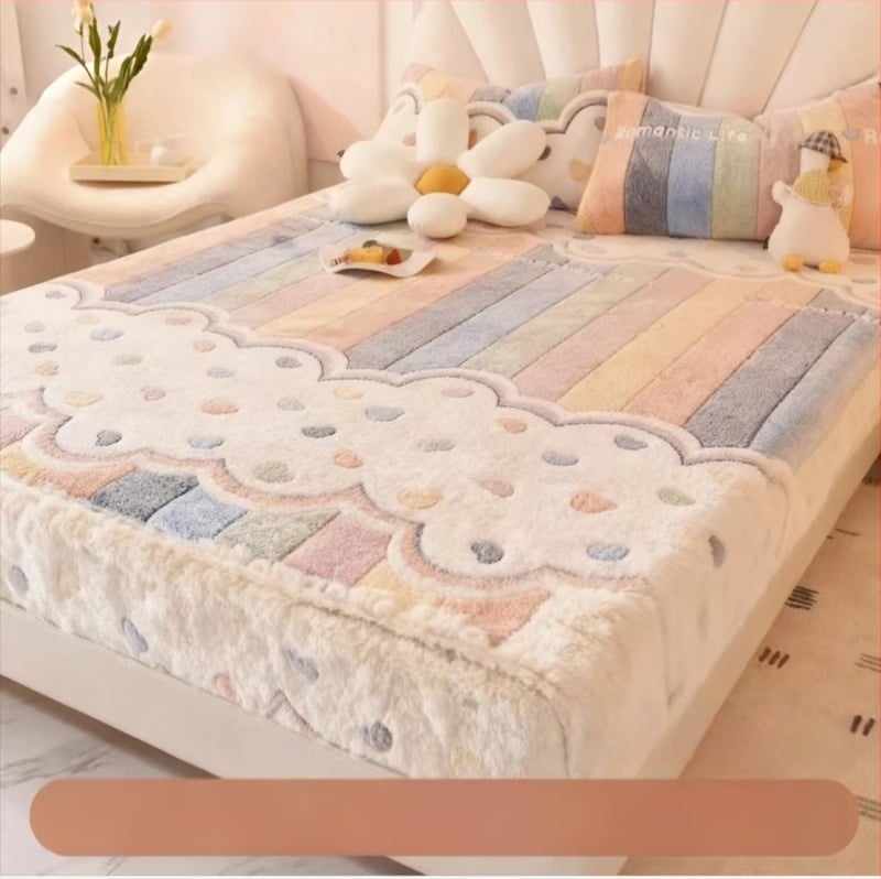 tej velvet anyagú rugalmas ágyneműhuzat, reaktív nyomtatás, testre szabható, minták: csíkok, geometriai, rajzfilm, növények; súly 500–800 g