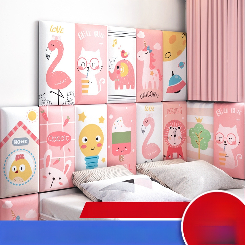 3D καρτούν προστατευτικό τοίχου με αυτοκόλλητο συνθετικό δέρμα, για υπνοδωμάτιο, μελέτη και είσοδο