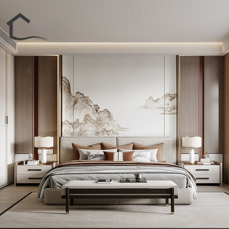 Fali borítás – selyem, anti-szennyeződés, 3-szintű kompozíció, Új kínai stílus, hímzett tájkép virágokkal és madarakkal