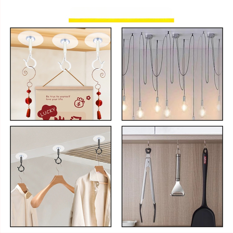 Lipnus lubų kabliukas žibintams, girliandoms ir uodų tinklams su užrakinamu vėjo atspariu kabliu - Geležis, Vienas kabliukas, Modernus minimalizmas, 5–10 kg apkrova