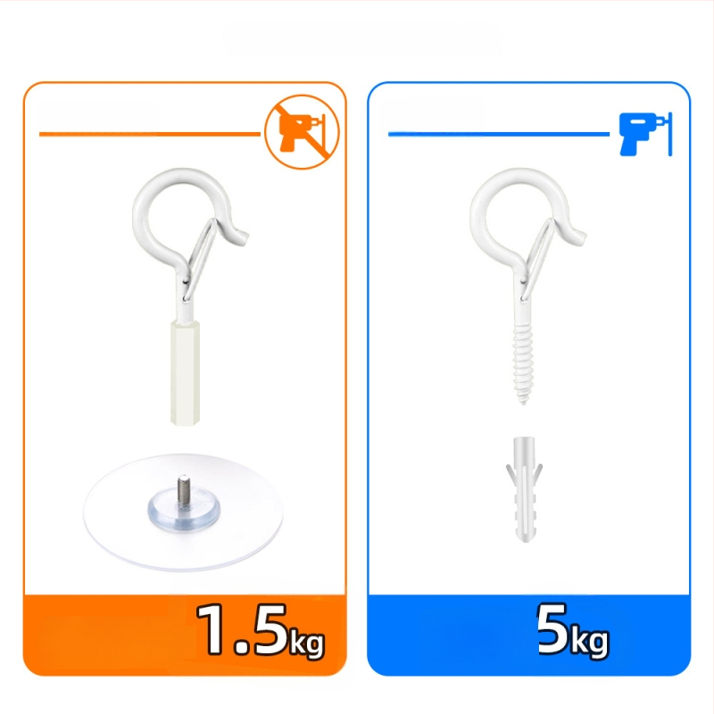 Lipnus lubų kabliukas žibintams, girliandoms ir uodų tinklams su užrakinamu vėjo atspariu kabliu - Geležis, Vienas kabliukas, Modernus minimalizmas, 5–10 kg apkrova